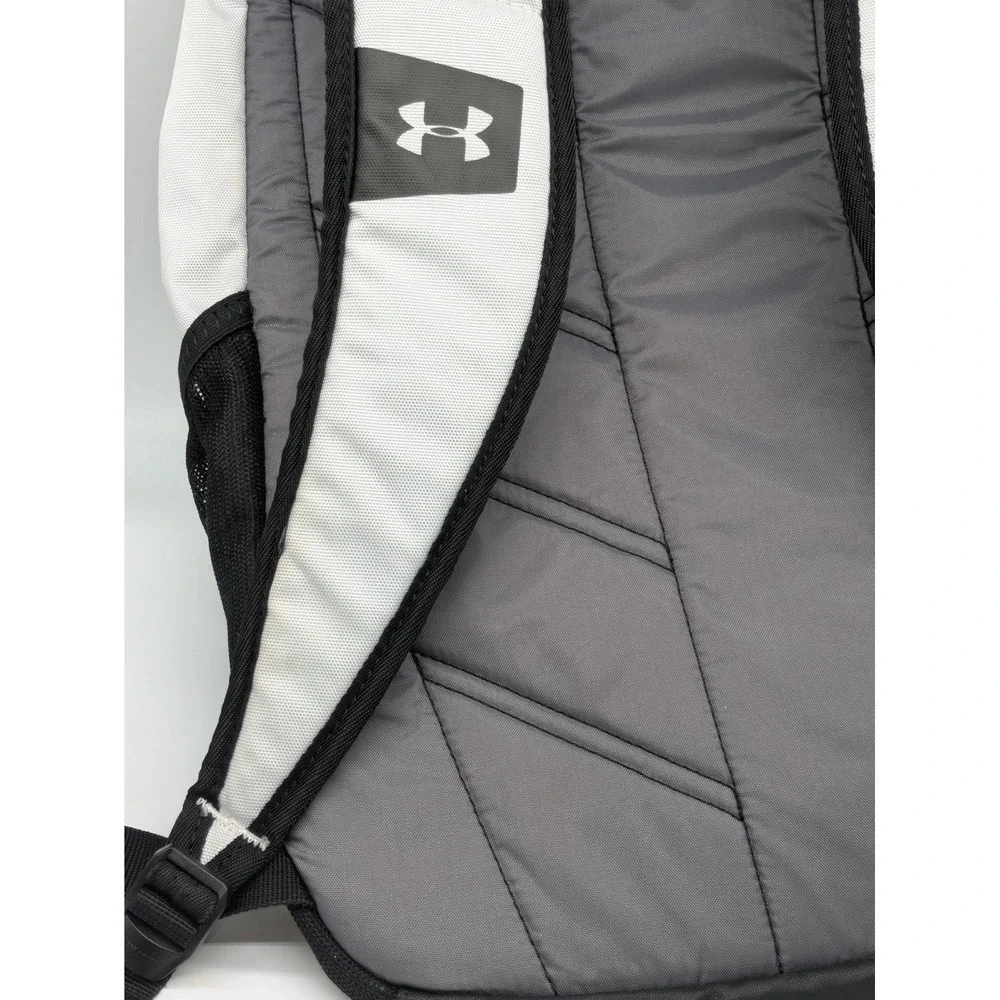 Under Armour UA Storm White Black Backpack Laptop School Gym Book Bag 20x14x5